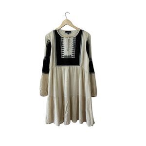 The Pyramid Collection Medium Dress Prairie Folk Midi Ivory Beaded Womens READ